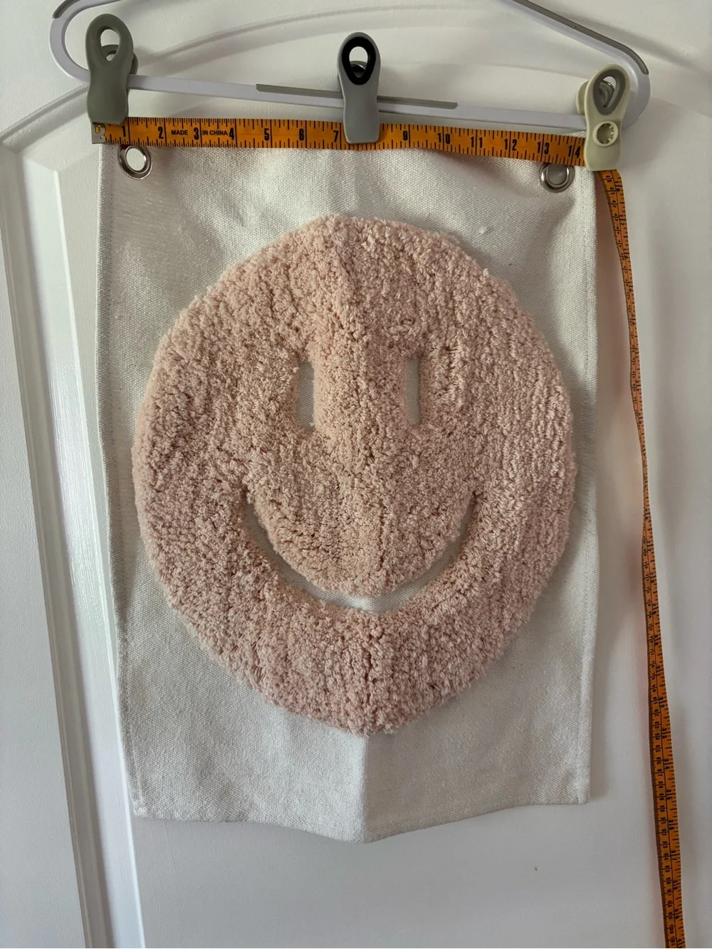 Smiley Face Wall Hanging - Blush Pink on Cream